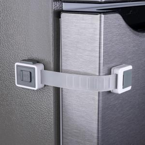 2-Pack Child Proof Fridge Lock with Adhesive - Adjustable Baby Proofing Straps - Refrigerator Lock for Kids - Freezer Latch to Keep Door Closed - for Toddlers, Cats, & Dogs - Universal Compatibility