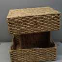 mDesign Hyacinth Braided Woven Kitchen Basket Bin with Built-in Handles for Organizing Kitchen Pantry, Cabinet, Cupboard, Countertop, Shelves - Holds Food, Drinks, Snacks - 6 Pack - Natural/Tan