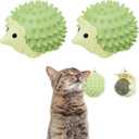 SEVENKA 2 PCS Catnip Toys Self-Grooming Cat Brush with Catnip Ball & Gall Fruit, Kitty Kitten Scratcher Self Groomer Cat Toys for Indoor Cats Lick, Chew Toys Corner Brushes Edible Wall Treats