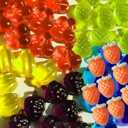 Palksky 4PCS Fruit Snack Molds Silicone, Gummy Molds Trays with Dropper for Candy Chocolate Gummies Baking(Cherries Grape Banana Apple Pineapple)