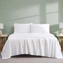 Linen Closet Luxury Cotton 300 Thread Count Organic Cotton 4-Piece Sheet Set, King, Arctic White
