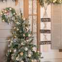 Farmhouse Christmas Decorations with Long Burlap Rustic Plaque Joy to The World Christmas Tree Decorations Large Xmas Wood Tree Hanging Ornaments Sign for Holiday Party Decorative Supplies