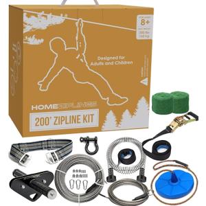 Hyponix Zip Line Kit for Kids and Adults, Outdoor & Backyard Zipline 200 ft, 200' Quick Setup Zipline Kit