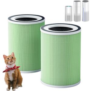 2 Pack H13 KILO Pet Replacement Filter for Afloia KILO, KILOPLUS, KILOPRO, MIRO, MIRO PRO and MORENTO MR-Kilo, 360 4-Stage Filtration, True HEPA Kalo Air Purifier, Green