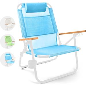 Water Buffalo Bondi Beach Chair  Backpack Beach Chair for Adults with Reclining Positions, Cup Holder & High Back Support (Swim Cap Blue)