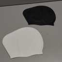 Swim Cap Long Hair 2 Pack Swimming Caps for Women Silicone Swim Caps Keep Hair Dry Waterproof Comfortable Flexible Durable Bathing Cap Tear-Proof Design Large Women Adult Swimming Cap 10+ Years Girls (Black & White)