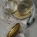 3 Pcs Cake Stand Set Round Cake Stand with Crystal Bling Pendants Dessert Table Display Set for Wedding Event Birthday Party Dessert Table(Gold)