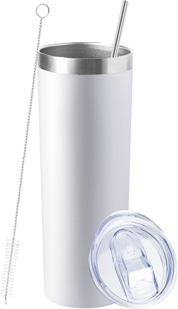 20 oz Skinny Tumbler with Lid and Straw,Stainless Steel Vacuum Insulated Tumbler Cup Double Wall Leak-proof Coffee Mug,Travel Thermal Water Tumbler for Home,Office,Outdoor