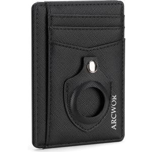 Slim Wallet AirTag Holder Minimalist Front Pocket RFID Blocking Men and Women Leather Wallets