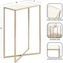 Kate and Laurel Jaspur Modern Slim Side Table, 16 x 8 x 24, White Marble and Gold, Decorative Glam Narrow End Table for Use as Narrow Bedroom Nightstand or Living Room Accent