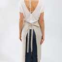 Amazhiyu Pure Linen Kitchen Apron with Pockets for Women Men Chef Cooking BBQ Crafting (Flax)