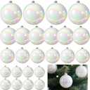 Cayton 24PCS Iridescent Christmas Ornaments Balls, Iridescent Plastic Balls 4 Sizes for Xmas Tree DIY Crafts Wedding Holiday Decorations
