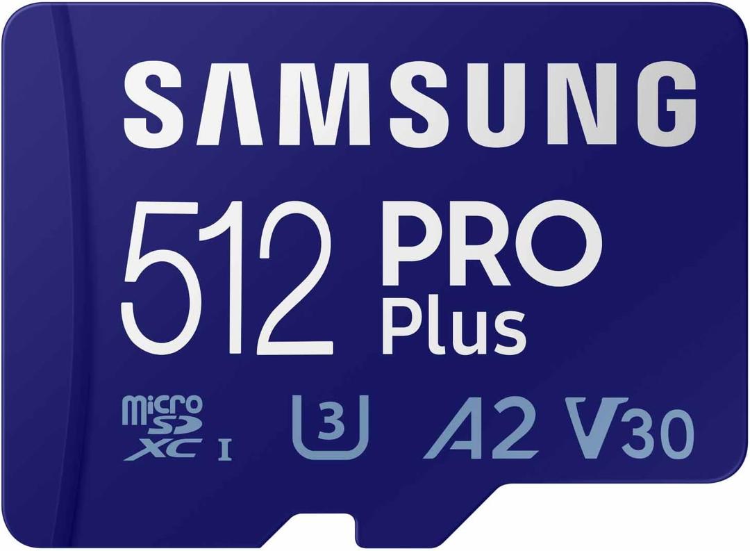 Samsung PRO Plus microSD Memory Card + Adapter, 512GB microSDXC, Up to 180 MB/s, Full HD & 4K UHD, UHS I, C10, U3, V30, A2, for Android Smartphones, Tablets, GoPRO, and DJI Drone (MB MD512SA/AM)