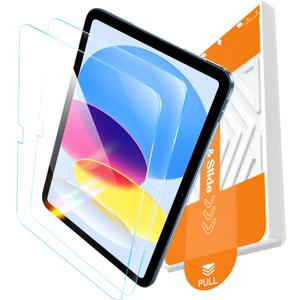 EZ-GLAZ-2 Pack for iPad A16 2025 11th (11 Inch) / 10th Gen 2022 (10.9 Inch) Screen Protector, Military-Grade Shatterproof, 9H+ Tempered Glass with Installation Box, Anti-Scratch, Apple Pencil Compatible, HD Clarity, Bubble Free