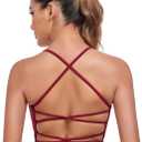 Lusait Sports Bras for Women Medium Support Thin Straps Sexy Criss-Cross Yoga Bra Gym Crop Top for Workout (Large, Black+grey+red)