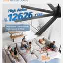 ZMISHIBO 84 Inch Ceiling Fans with Lights, Indoor/Outdoor Industrial Ceiling Fan with 8 Aluminum Reversible Blade, Quiet DC Motor, 3CCT&6-Speed Remote Control, Damp Rated for Living Room/Garage/Gazebo