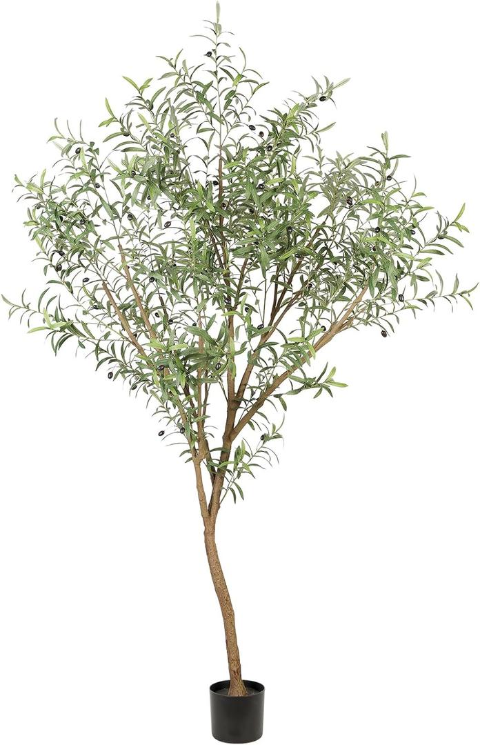 Realead Faux Olive Tree 7ft - Tall Olive Trees Artificial Indoor - Fake Potted Olive Silk Tree with Natural Olive Branches and Realistic Leaves - Artificial Olive Trees for Home Office Decor Indoor