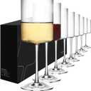 SANZO Glasses 15oz, Elegant Square Bowl Design for Home Bar or Dinner Parties (8 pcs, 1 Broken))