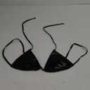 Verdusa Women's Triangle Bikini Top Self Tie PU Leather Halter Swim Top M