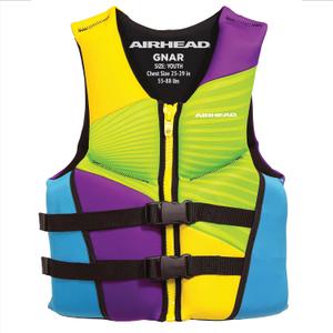 Airhead Gnar Kwick-Dry Neolite Flex Type III Life Jacket, US Coast Guard Approved, Secure Fit, Youth (50 - 90 Lbs)