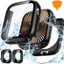 2 x Goton 2-Pack for Apple Watch Series 11/10 Screen Protector Case 42mm, Waterproof PC Bumper with Tempered Glass for iWatch 42 mm, 360 Full Cover, Shockproof Scratch-Resistant, Easy Install (Matte Black+Black)