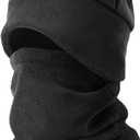 Winter Beanie Hat Scarf Set with Ear Flaps for Men Women Knit Fleece Lined Skull Cap Windproof Neck Warmer Gaiter (Black)