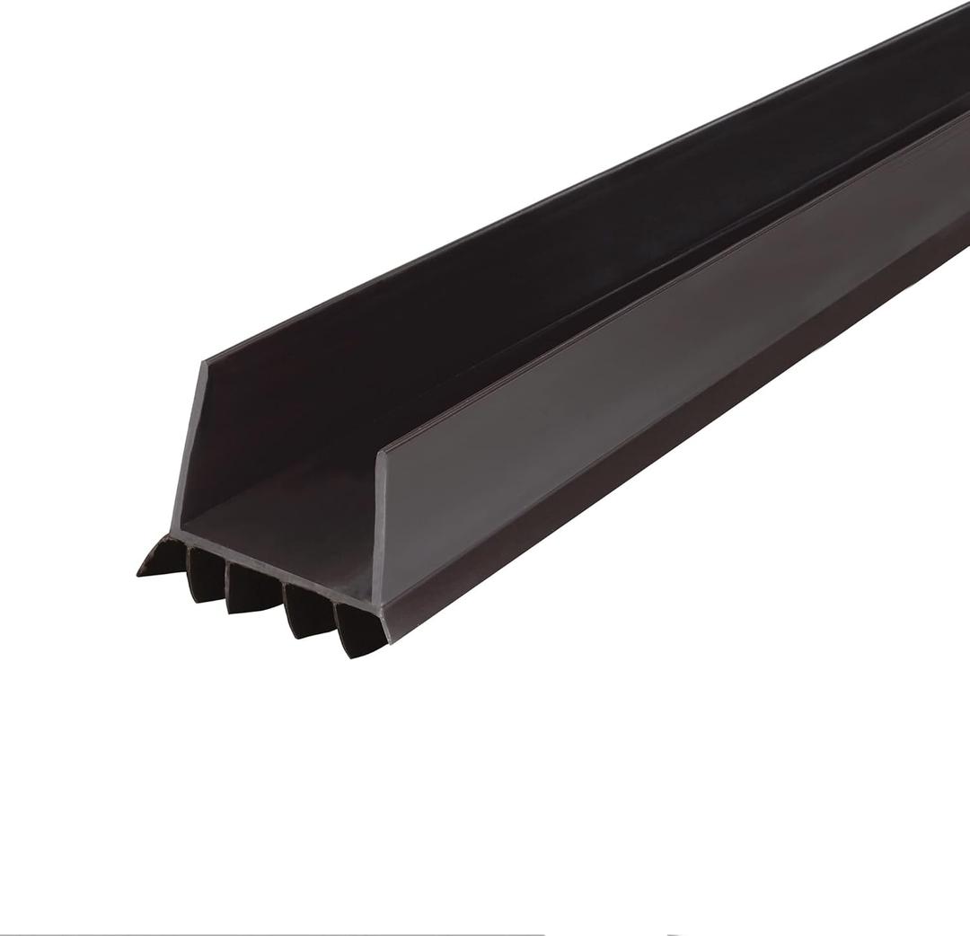 M-D Building Products 40718 Vinyl DENY Heavy-Duty U-Shape Slide-On Under Door Seal, Easy-to-Install, Weatherproof Seal for Doors, Bug Stopper, Effective Draft Blocker, Ideal for Home (36 Inch, Brown)
