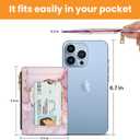 small wallet women, RFID thin wallet for women, thin ladies credit card holder (Pink Marble 1)