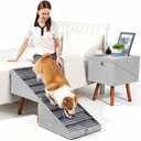 2-in-1 Ottoman Pet Stairs Dog Stairs for Small Dogs (8-Steps) | Dog ramp for Couch Wooden Pet 8 Steps for Puppy Senior Injured Dogs Non-Slip Foldable