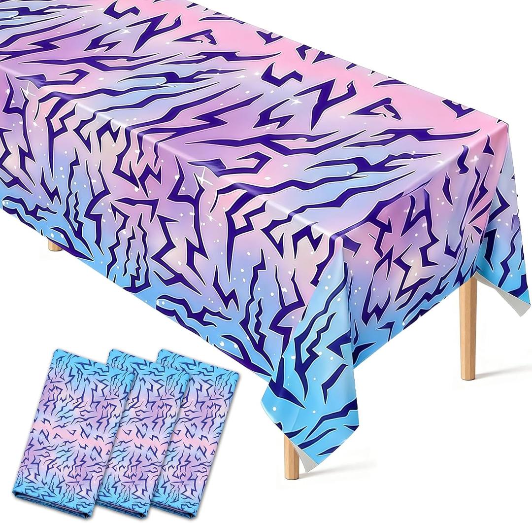 3Pcs Kpop Birthday Party Tablecloth 10854in, Purple Energy Pattern Disposable Table Cloth for K pop Theme Birthday Party Decorations Supplies