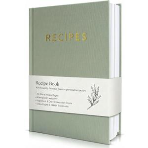 ZICOTO Aesthetic Blank Recipe Book with Waterproof Cover - The Perfect Recipe Notebook To Write In Your Own Recipes - Beautiful Blank Cookbook to Organize Your Recipes (Sage Green)