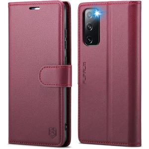 Wallet Case for Samsung Galaxy S20 FE 5G, RFID Blocking Credit Card Holder, PU Leather Folio Flip Kickstand Protective Shockproof Cover for Samsung S20 FE (Rose Red)