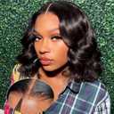 UVVUVV Bob Wig Human Hair Glueless Wigs Human Hair Pre Plucked Pre Cut 180% Density 4x4 HD Lace Closure Body Wave Bob Wigs for Black Women 8 Inch (4x4 Body Wave, 8 Inch)