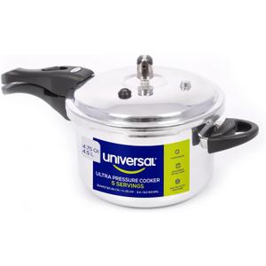 Universal (4.75 Quart / 4.5 Liter) Anti-Rust Ultra Pressure Cooker, Aluminum Pressure Cooker for 5 Servings, Even Heat Distribution, Diameter 9.4 inches, Height 8 inches