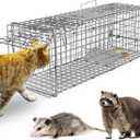 Live Animal Cage Trap 23.5" x 7.7" x 7.2" Collapsible Humane Live Animal Cage Trap, Humane Live Trap Cage for Small Size Stray Cat, Raccoon, Rabbits, Groundhog, Squirrel, Mole, Chipmunk (Under 4.4lbs)
