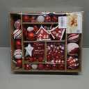 SHareconn 80ct Christmas Balls Ornaments Set, Shatterproof Plastic Colorful Xmas Decorative, Baubles for Tree Decorations with Hanging Strings, Red & White