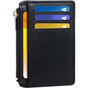 2 x Tipmile Credit Card Holder for Women Slim Minimalist Front Pocket RFID Blocking Wallet Small Compact Card Case with ID Window, Classic Black