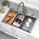 28x22 Drop In Kitchen Sink and Faucet Combo Set - 28 Inch Drop In Kitchen Sink Single Bowl, Stainless Steel 10 Inch Deep Workstation Drop-in Sinks with Accessories