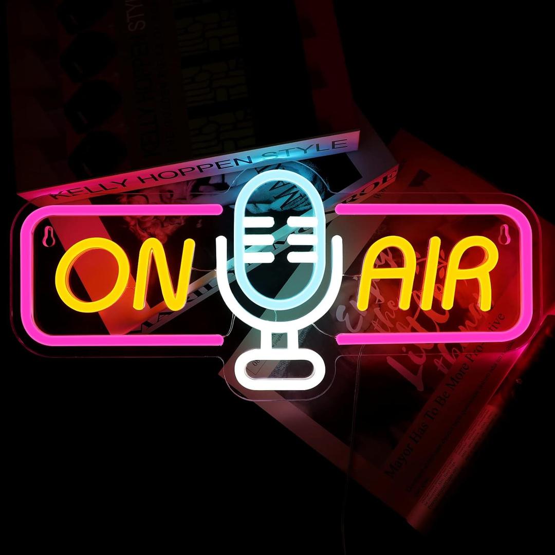 ATOLS On Air Neon Sign for Wall Decor, Battery or USB Powered On Air Led Light Sign, Recording Light Sign for Live Room, Game Room, Broadcasting Room, Music Studio, Bedroom,