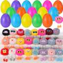 24 Pack Prefilled Easter Eggs with Kids Keychains Plush Toy Cute Keychains for Kid Boys Girls for Easter Egg Fillers, Easter Basket Stuffers Party Favor Gifts