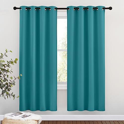 NICETOWN Room Darkening Window Curtains & Drapes - Thermal Insulated Solid Grommet Light & Sound Blocking Blackout Drapes for Bedroom/Living Room (Peacock Teal, 2 Panels, W34 x L72)