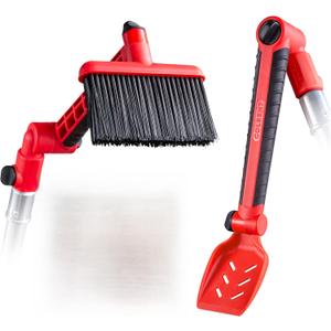 Multi-Angle Gutter Cleaning Tools from the Ground - Gutter Cleaner tool attachment for Threaded Poles - Gutter Scoop & Brush for rain gutter cleaning and leaf removal from Gutter Guard