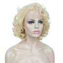 Aimole Short Curly Lace Front Wigs Blonde Women Wig Synthetic Hair Cosplay Costume Halloween Party Daily Everyday Wear Wig Heat Resistant (613 Blonde)