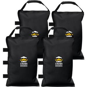 CROWN SHADES Sand Bags for Canopy Legs (150 LBS) Sandbags for Weight - Sandbags for Canopy Tent, Canopy Tent Weights, Pop Up Tent Weights - Canopy Weight Bags, Black (Unfilled)