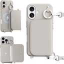MAGEASY Case for iPhone 16 6.1" - Detachable Wallet Case with Crossbody Strap, 16ft Ultimate Drop Protection, [The Only Phone Case with Purse Compatible with MagSafe] | Pouch M (Starlight)