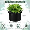 AkiiGer 10 Gallon Grow Bags, Black Fabric Pots with Handles (12 Pack)