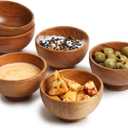 Set of 6 Acacia wood small bowls, 4 fl oz 3.2 * 2 inches | Hand carved small dipping bowls for sauce, salsa. Little bowls for ingredient prep, spices | Charcuterie boards accessories