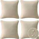 Decorative Outdoor Water Repellent Throw Pillows with Inserts, Set of 4, 18" x18" Pillows for Patio, Backyard, Bed, Couch, and Patio Furniture, Tan