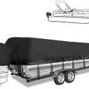 900D Pontoon Boat Cover 21-24 FT with Motor Cover, Black | Fits 21-24 ft Pontoon Boats up to 102" Beam, Heavy Duty Marine-Grade Canvas, Motor Cover Included, UV & Tear-Resistant