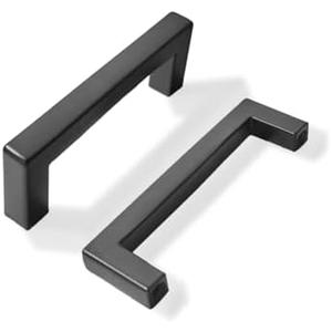 khtumeware 5 Pack 3 inch Center to Center Solid Matte Black Cabinet Pulls Slim Square Bar Drawer Handles Cabinet Handles Black Drawer Pulls Kitchen Cabinet Hardware